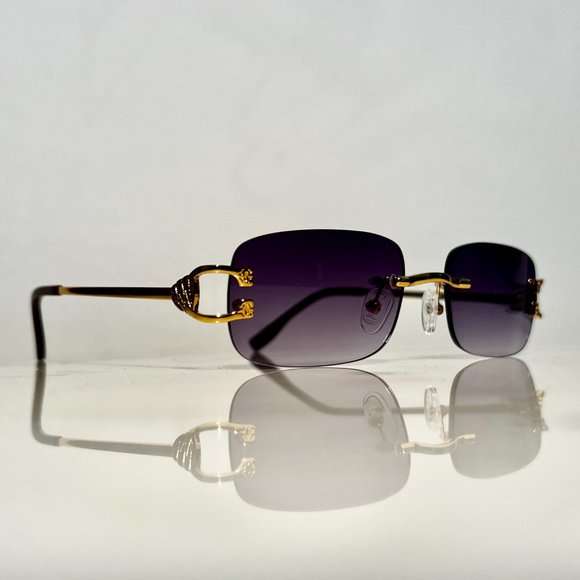 Bonano Venician Rimless Gold Frames Sunglasses Glasses Vintage Designer - Picture 1 of 6